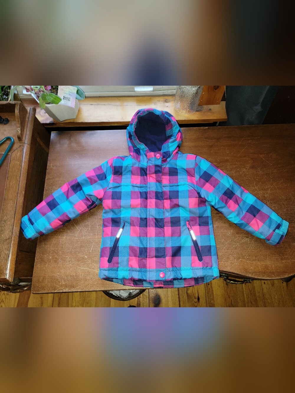 Cat & Jack Coat Jacket Winter Toddler 3T Multicolor Checkered